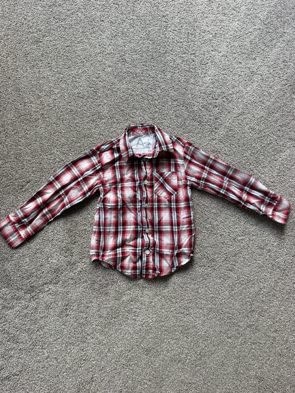 Arizona Jean Company Red and White Plaid Button-Down Shirt